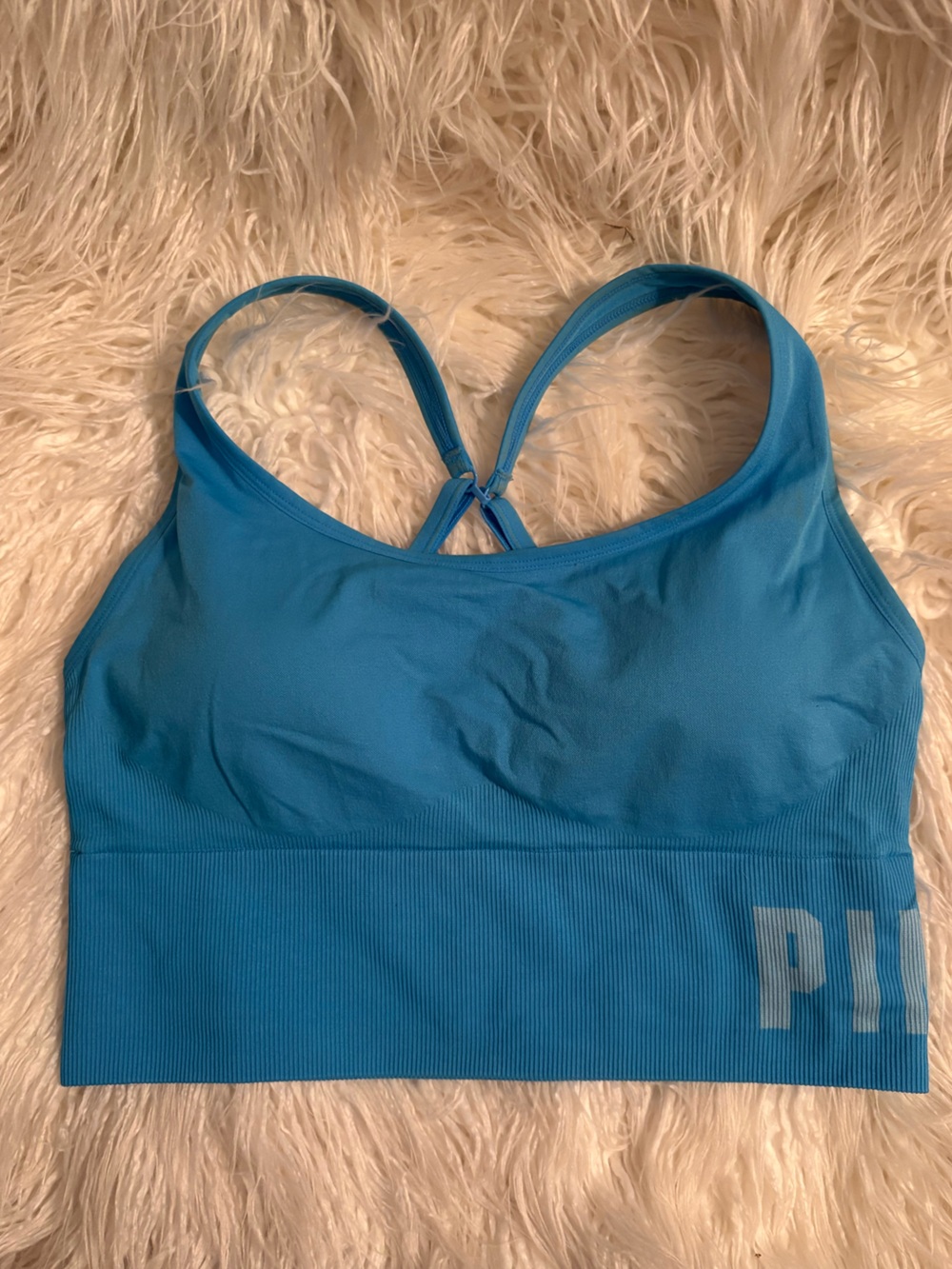PINK Victoria's Secret Turquoise Seamless Strappy Sports Bra